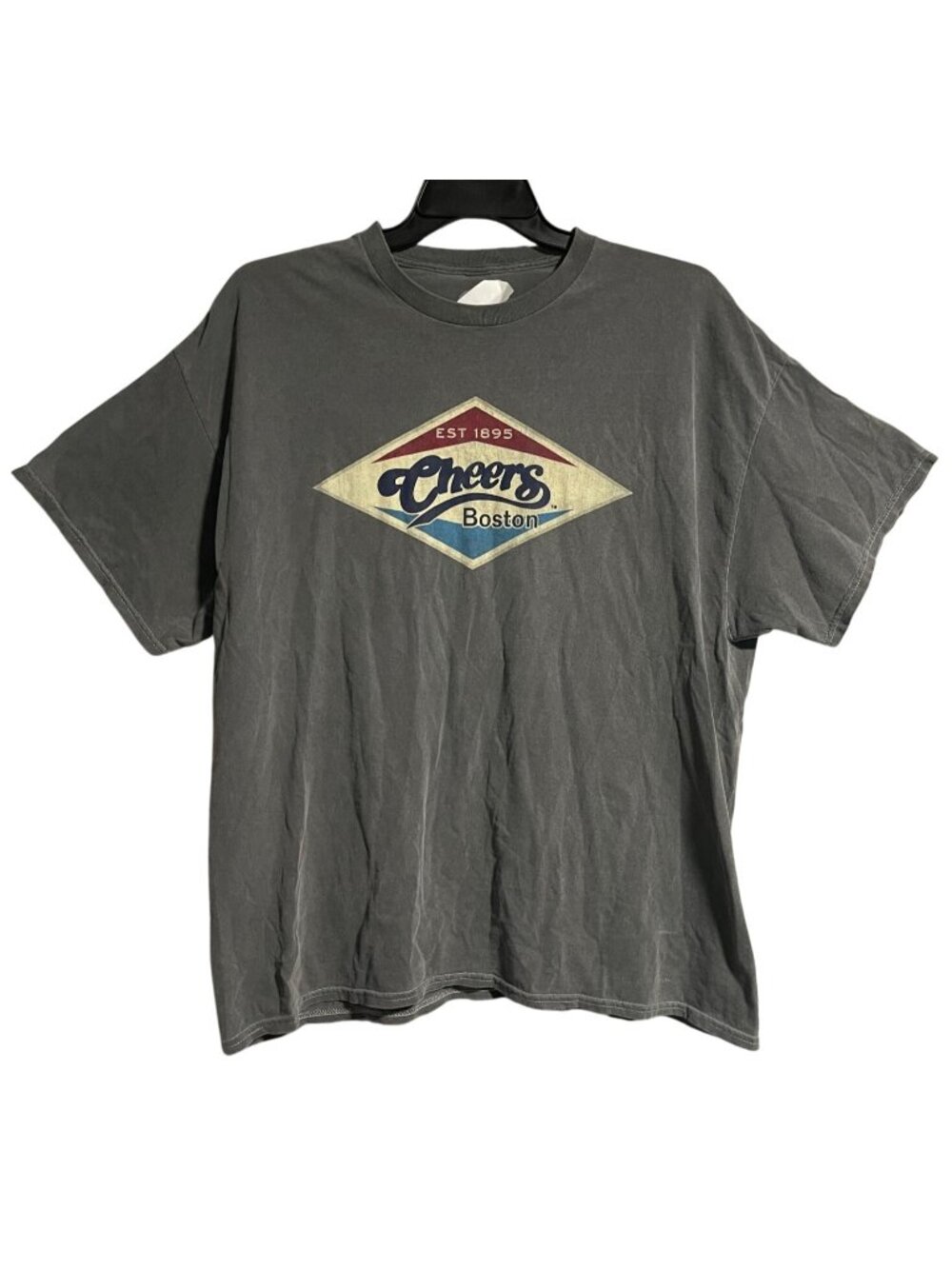 Blue 84 Graphic T-Shirt Gray Faded Pigment Dye Retro Size XXL Cotton Streetwear